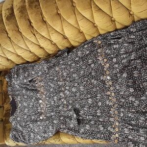 Michael Kors Gold Coin & Floral Black and Gold Cotton Dress